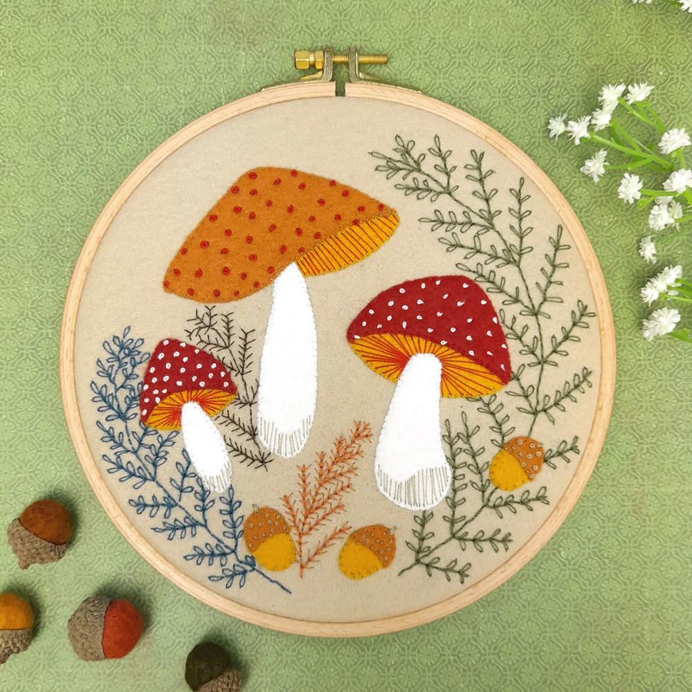 Corinne Lapierre Toadstool Felt Appliqué Hoop Kit, Small