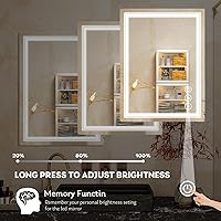 Vista 3 de SWISH WEAVERS Espejo LED de baño con luces, antivaho y 3 colores de luz, memoria, botón táctil inteligente, espejo LED montado en la pared para baño