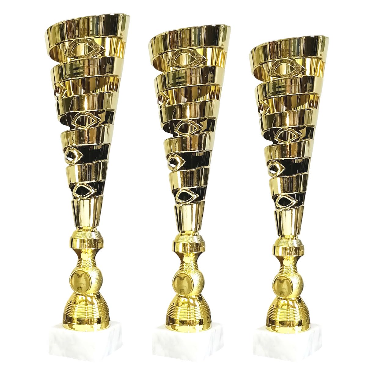 Coppa Trofeo Dorata 38,50 cm Base in Marmo Bianco, Disponibile in 3 Altezze
