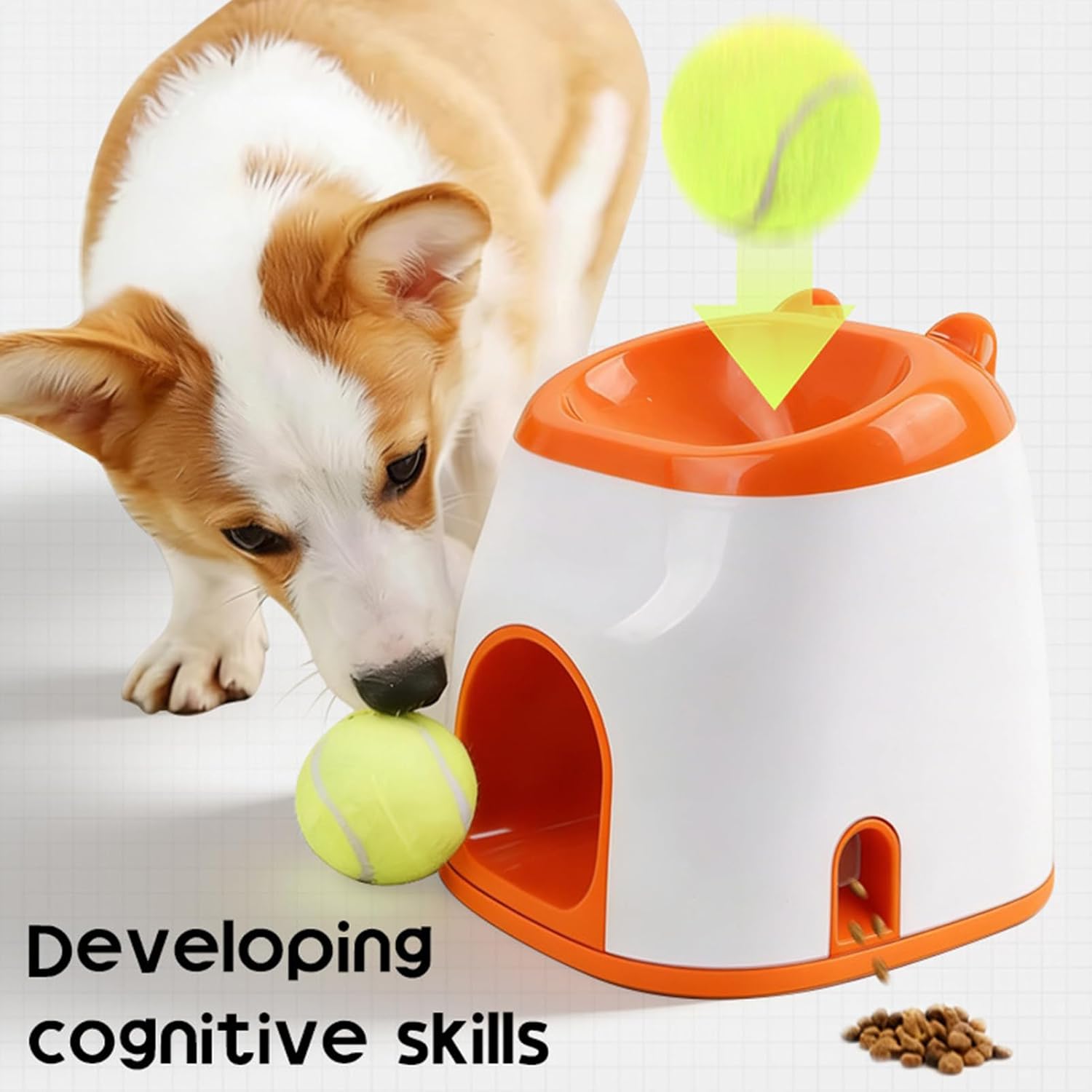 Genérico Ball Launcher – Interactive Enrichment Game – Ball Thrower Machine with Dispenser Treats for Fetch – for Pets at Home, Garden Park and Outdoors