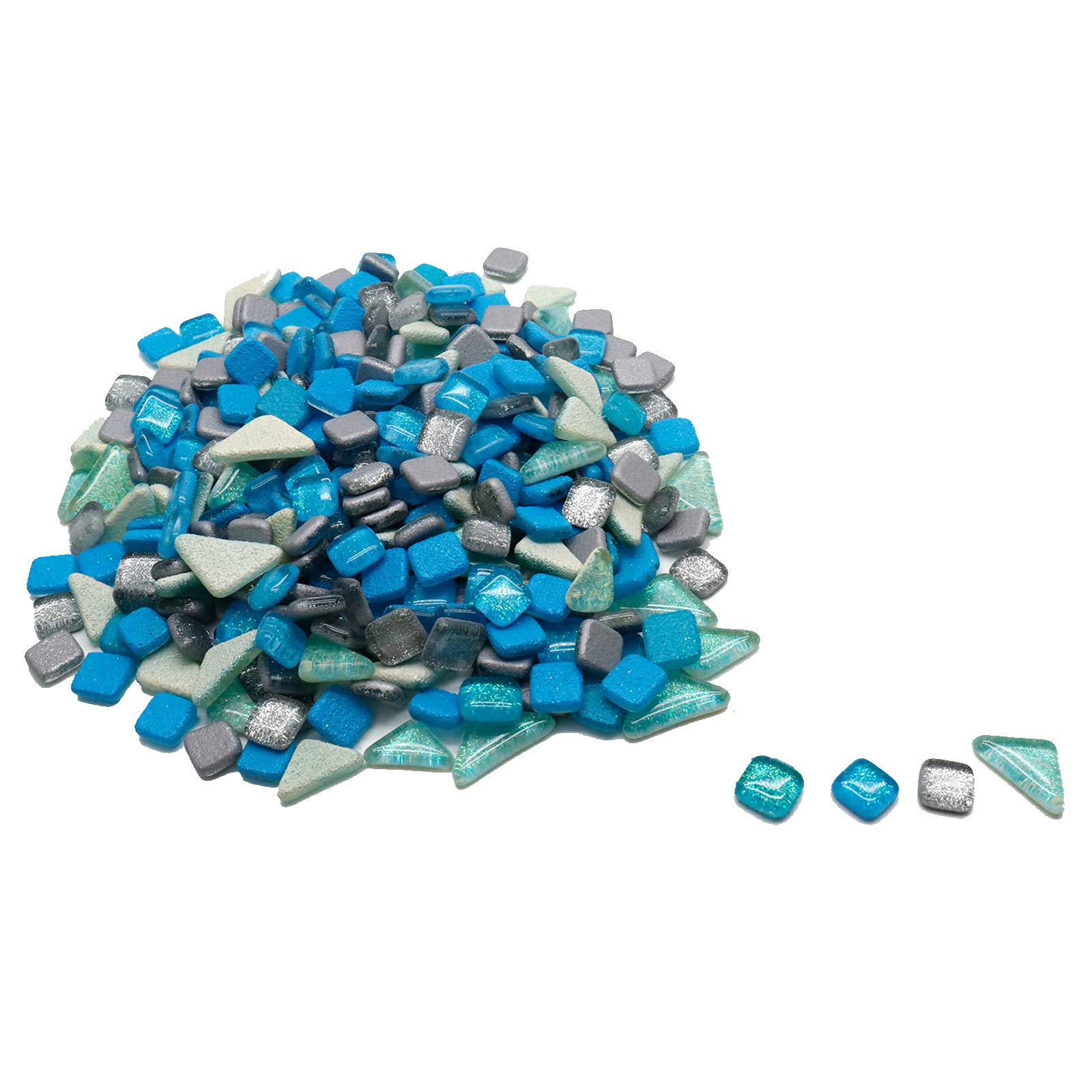 Mosaic Tiles for Crafts Mcredy Glass Mosaic Tiles Blue Mixed Triangle Square Shaped Glass Pieces Thickness 0.16" Pack of 1.1 Lb