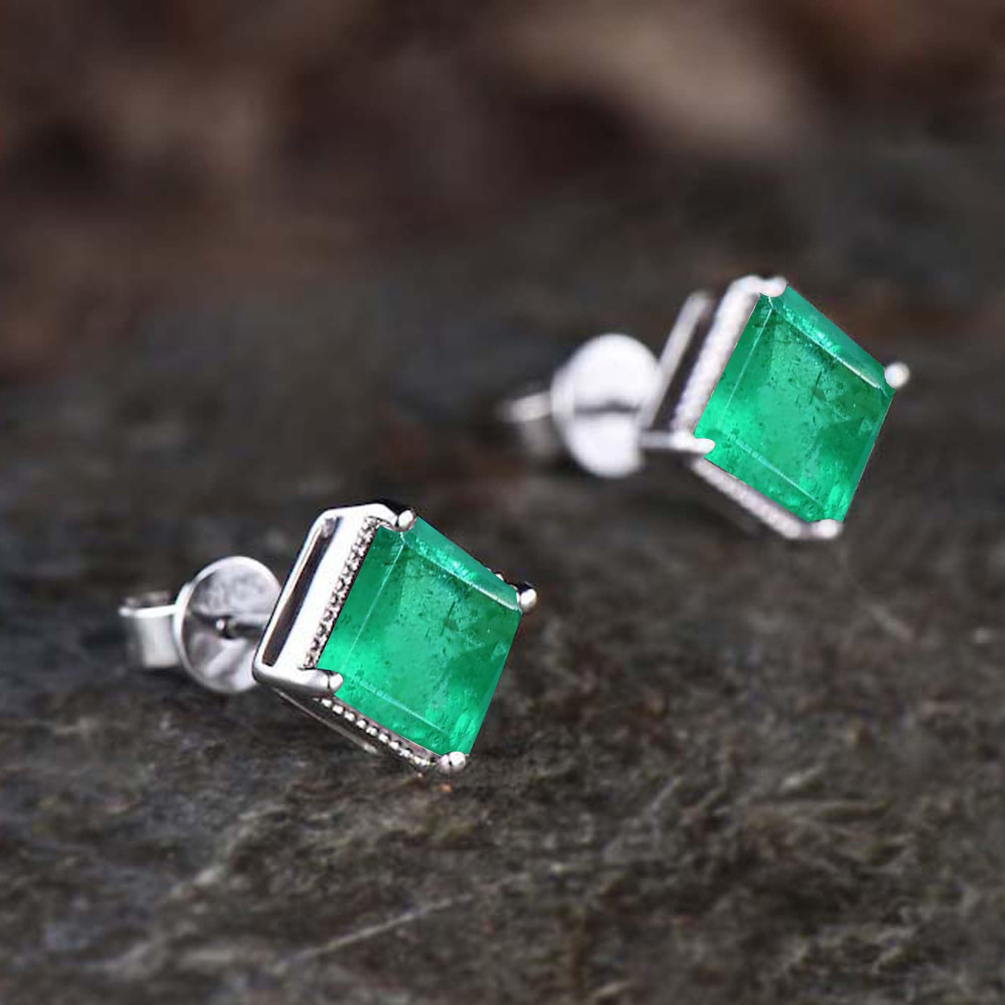 Orecchini in argento sterling 925 con pietra preziosa di smeraldo per donna, regalo di gioielli per tutti i giorni, per ogni occasione. Orecchini in smeraldo verde antico boho (smeraldo)