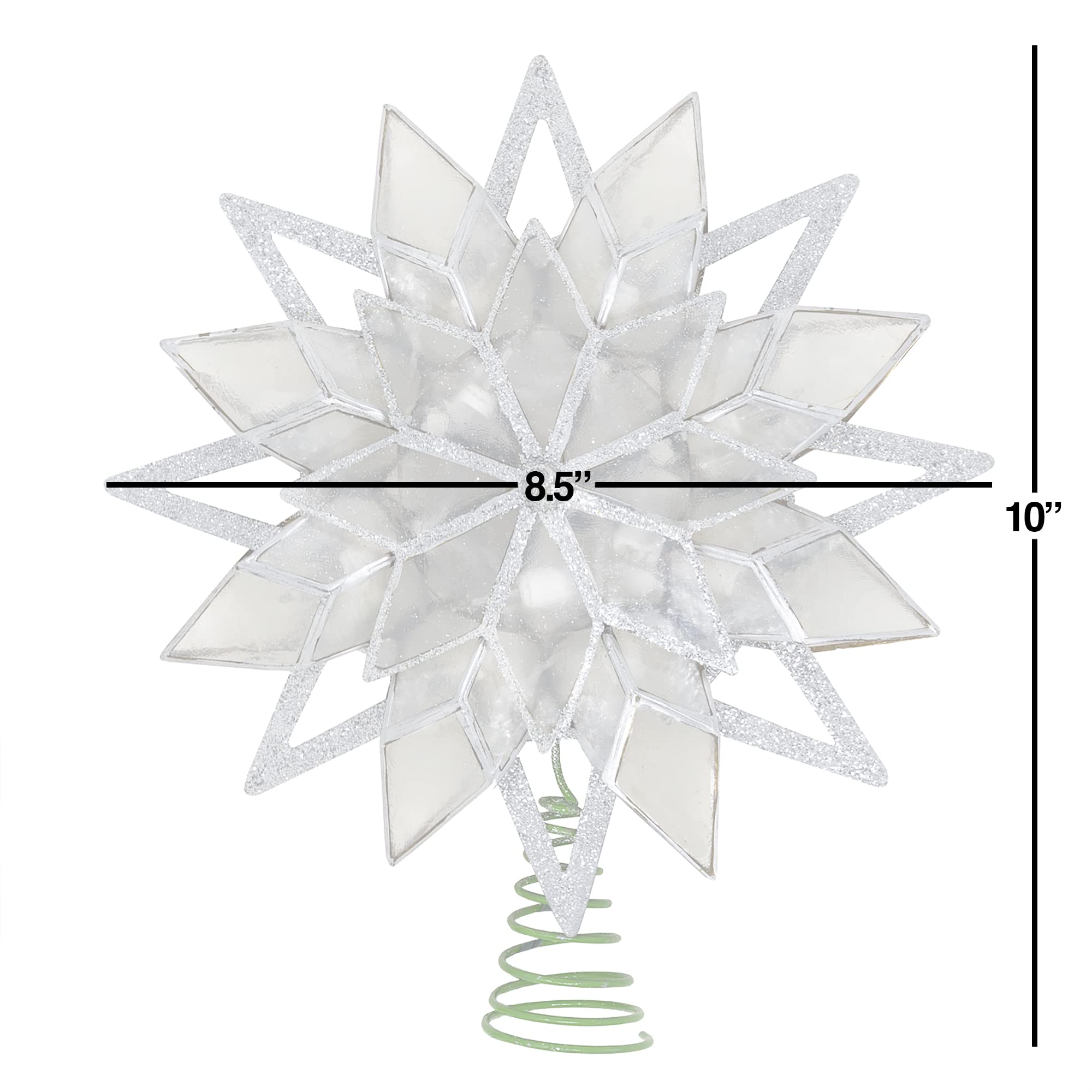 Kurt S. Adler Capiz Étoile à Paillettes argentées 10 lumières 8 Points 24,1 cm