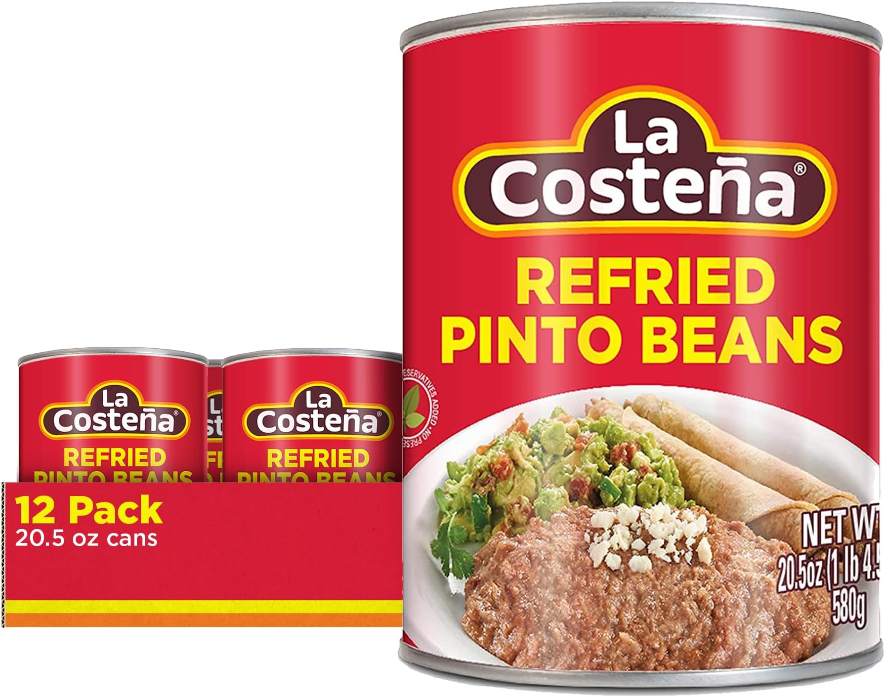 La Costeña Refried Pinto Beans, 20.5 Ounce Can (Pack of 12)