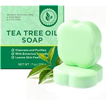 Tea Tree Oil Soap Bar for Face, Back & Body Acne Prone Skin with Aloe Vera & Rosemary, 2 Bars 7oz Natural Hand Soap Bars & Body Bath Wash