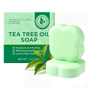 Tea Tree Oil Soap Bar for Face, Back & Body Acne Prone Skin with Aloe Vera & Rosemary, 2 Bars 7oz Natural Hand Soap Bars & Body Bath Wash
