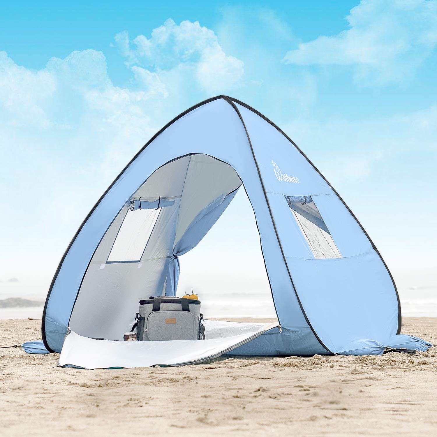 WolfWise UPF 50+ Easy Pop Up Beach Tent Sun Shelter Quick Instant Automatic Portable Sport Umbrella Baby Canopy Cabana Sun Shade