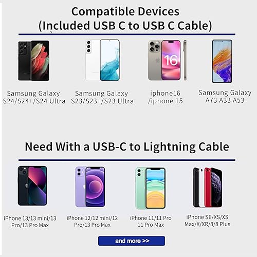 Miniatura 3 de Cargador tipo C de carga rápida de 45 W, cargador USB C de carga rápida para Samsung Galaxy A53/A73, Galaxy S25 Ultra/S25/S25+/S24