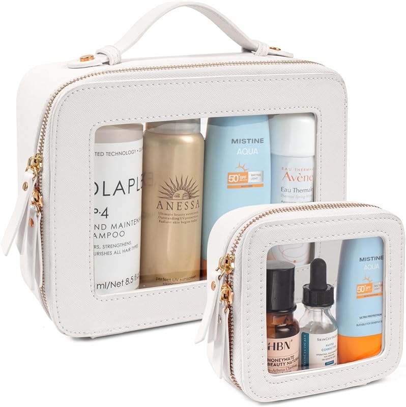 Necessaires transparentes LETGO com zíper, conjunto com 2, branca, modelo YunGoGo