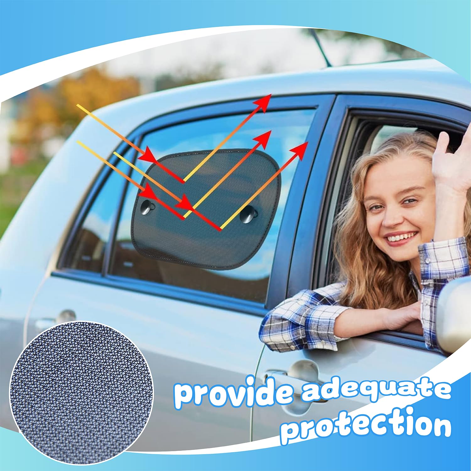 RXKFIGX 2 Pack Car Sun Shade for Baby Car Sun Shade, Car Window Shades for Baby with Suction Cups Car Blinds - Image 4