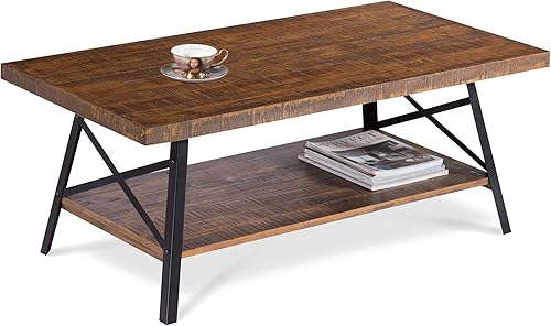 Miniatura 5 de Olee Sleep Mesa de cóctel con patas de metal, marrón rústico