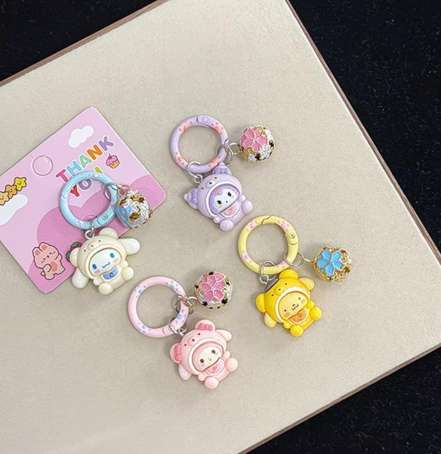 Rawan Fresh 6Pcs Cute Cartoon Keychains For Girls Boys, Kitty Pendant Key Accessories, Cool Kawaii Key ring Purse Backpack,Key Chain Wristlet Bag/Car Charms. image 2