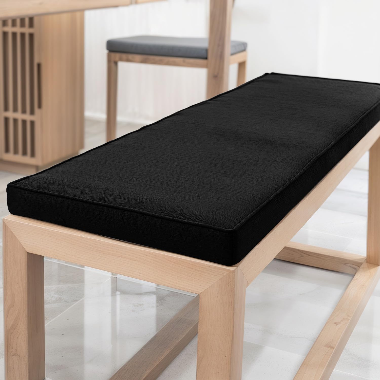 Coussin de banc de jardin 180x40 cm en lin pour une terrasse chic et antidérapant