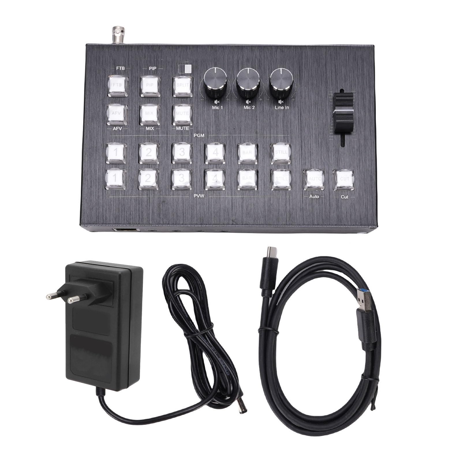 Generic Mixer Video Multimediale HD Connessione Versatile Opzioni di Ingresso per la Creazione di Corsi Scolastici Metallo 1 unità (Spina europea)