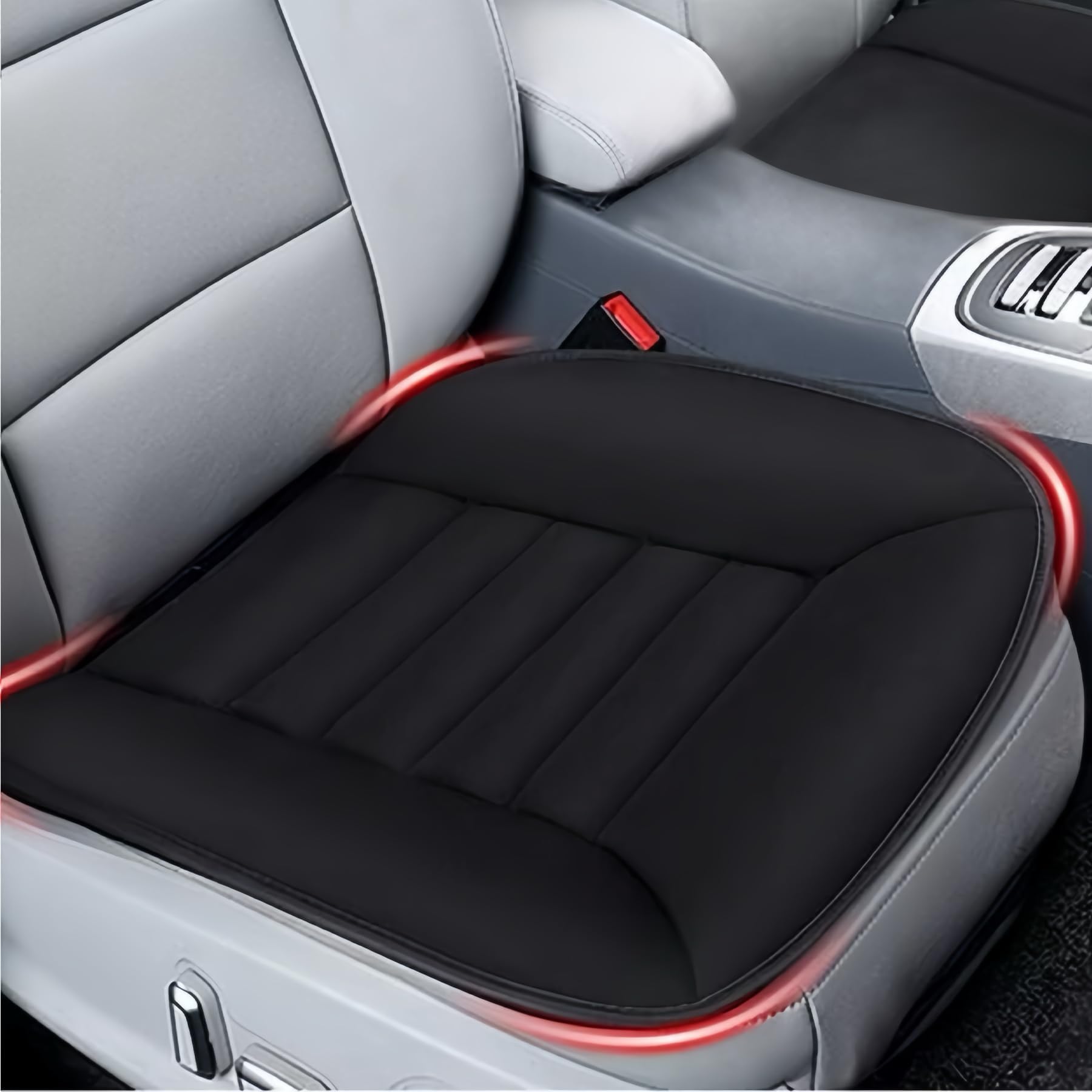 MYFAMIREA 2PCS Car Seat Cushion Pad 1.2" Thick Comfort Seat Protector for Car Driver Seat Office Chair Home Use Memory Foam Seat Cushion with Non Slip Bottom, 20'' x 18.5'', Black