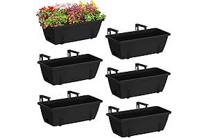 6-Pack Black Railing Planter - Transform Balcony and Deck Railings into a Garden Oasis