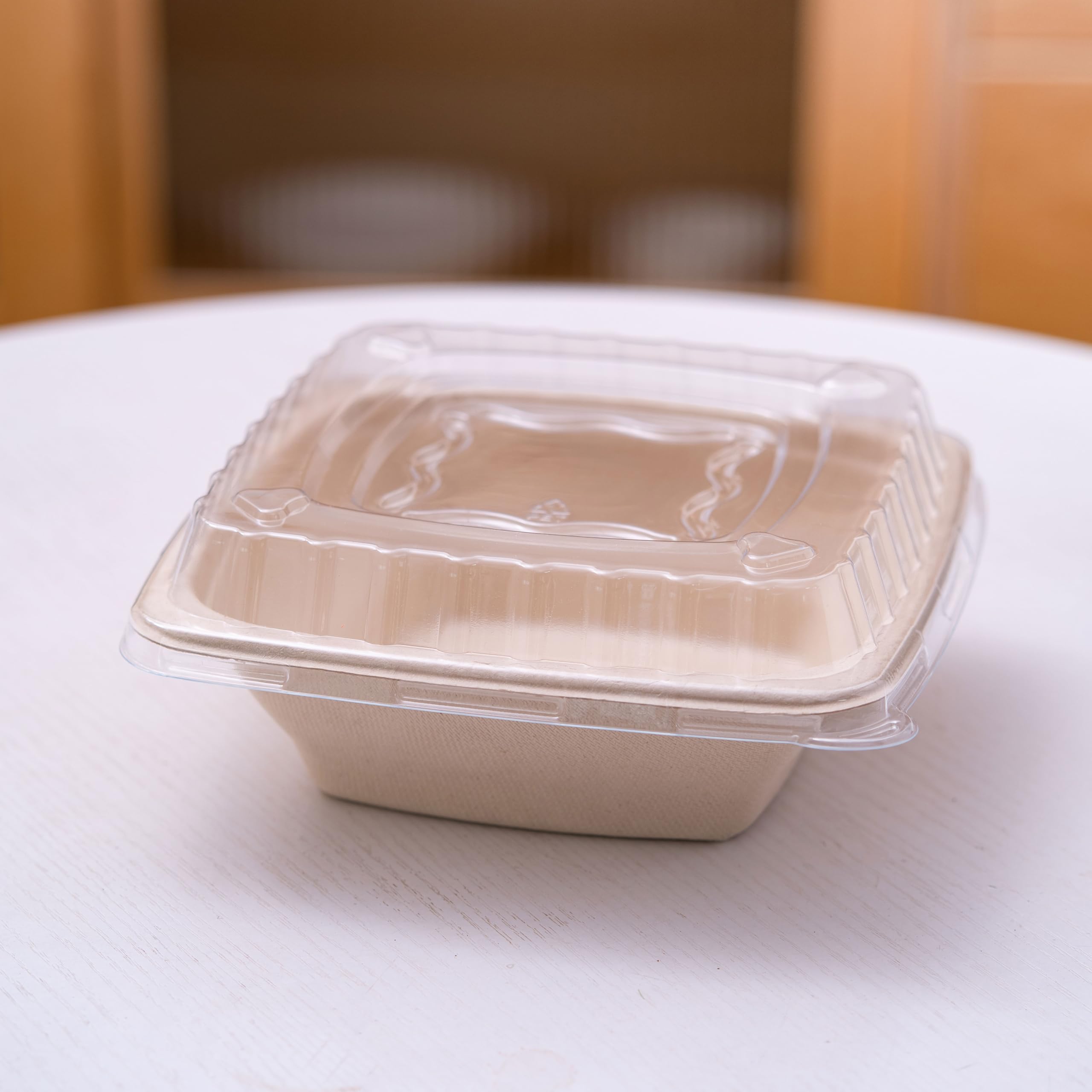 Goboxad Paper Bowls 24 oz - Disposable Heavy Duty Compostable Square Bagasse Bowls for Salad, Chili, Poke, Burrito, Cereal, Pasta, Dessert, Biodegradable Meal Prep Containers with Lids, 25 Pack