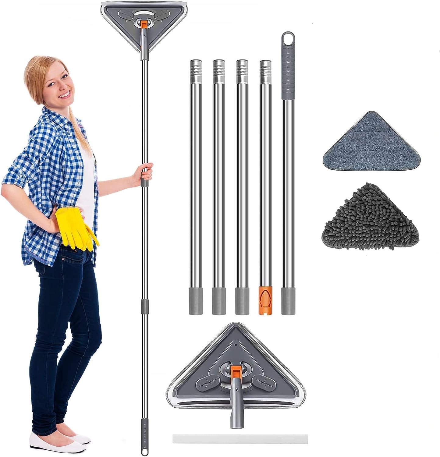 Suicune 75 Inch Wall Mop Wall Cleaning Mop Triangle Mop Wall Cleaner with Long Handle Rotatable Adjustable Cleaning Mop Wall Washer Mop Ceiling Mop with Extension Pole, 4 Replacement Mitts ,Window (B0CH3PC47S) Amazon Price History, Amazon Price Tracker
