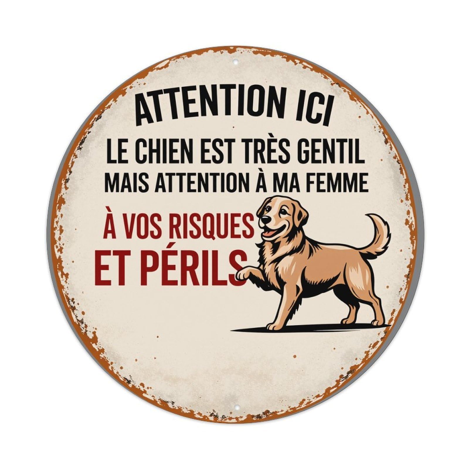 Attention Here Kind Dog Woman Risks Metal Tin Sign Vintage Garden Bedroom Cafe Bar Man Cave Home Wall Decor Metal Poster 8x8 inches