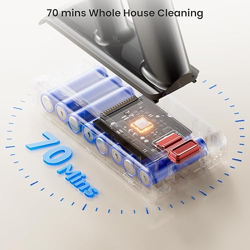 Miniatura 3 de Aspiradora inalámbrica, 600 W, 50 KPA, 70 minutos para el hogar, aspiradora de pie con aromaterapia, cepillo antienredos, aspiradora de carga de