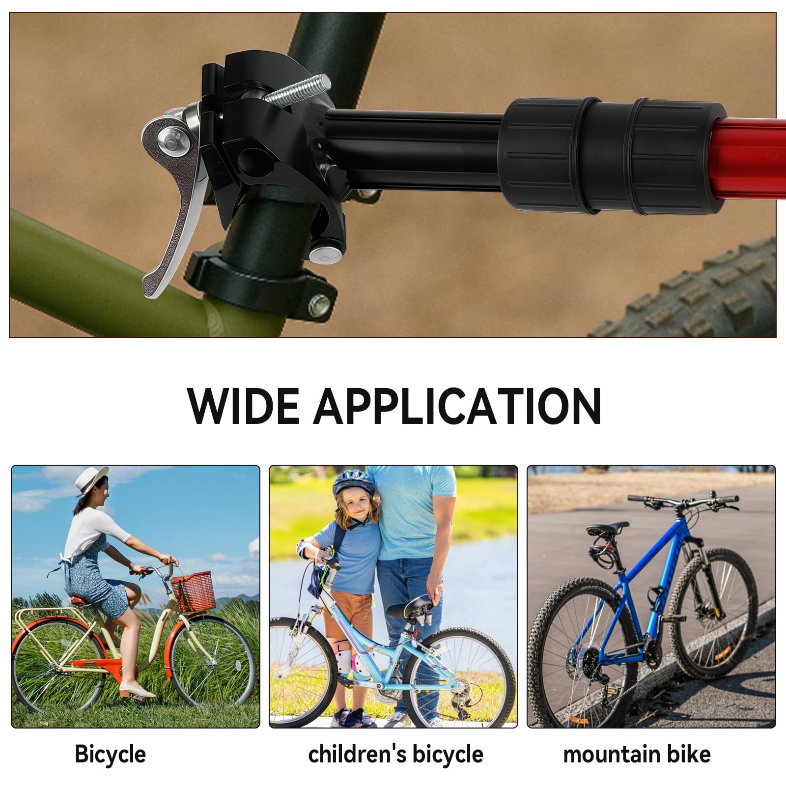 Enganche de remolque de bicicleta, conector giratorio de 270° para carga de bicicleta, diseño modular de componentes de nailon, sistema de amortiguación y dirección, adecuado para bicicletas con tubo