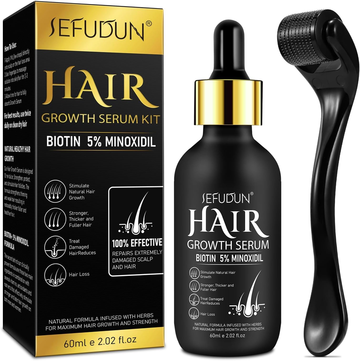 5% Minoxidil Hair Growth Oil for Men and Women - Regrowth Serum, Extra Strength Spray for Hair Loss, Thicker Healthier Hair, Beard Growth Kit, Topical Treatment, 2.02 oz