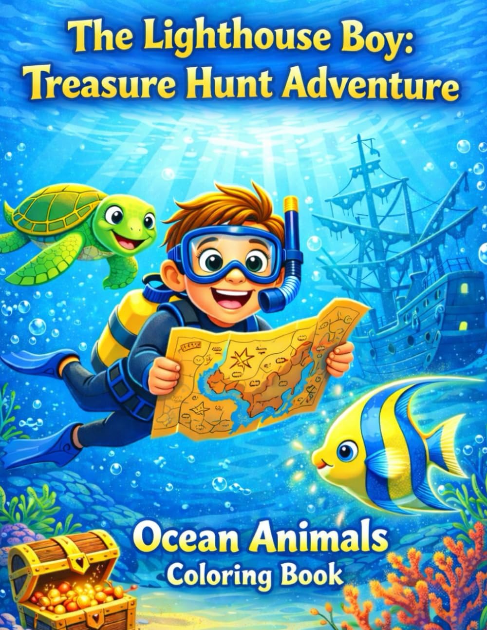 The Lighthouse Boy: Treasure Hunt Adventure, Ocean Animals Coloring Book: Ocean Animals Coloring Book for Kids Ages 4-8 | Fun Underwater Journey with ... Mermaids, Pirates, and a Hidden Treasure Map