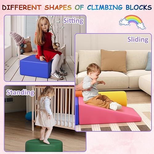 Miniatura 6 de GUINGFUN 6 juguetes de escalada para niños pequeños de 1 a 3 pulgadas, bloques de escalada para bebés, habilidades motoras, juego suave para niños