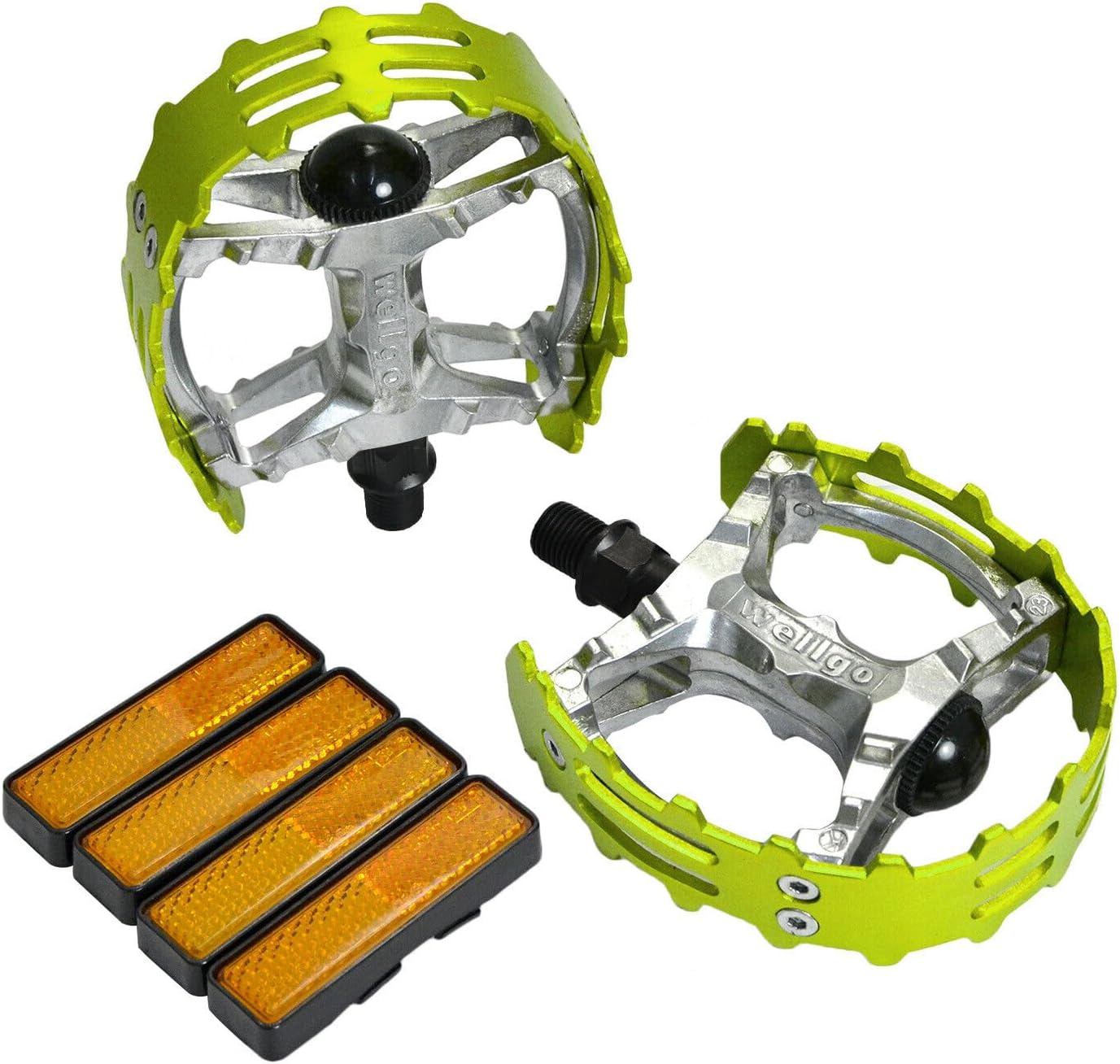 Wellgo Old School BMX MTB XC-II Bear Trap 1/2"" Bicycle Pedals, Green, WE2977, 109 x 95mm