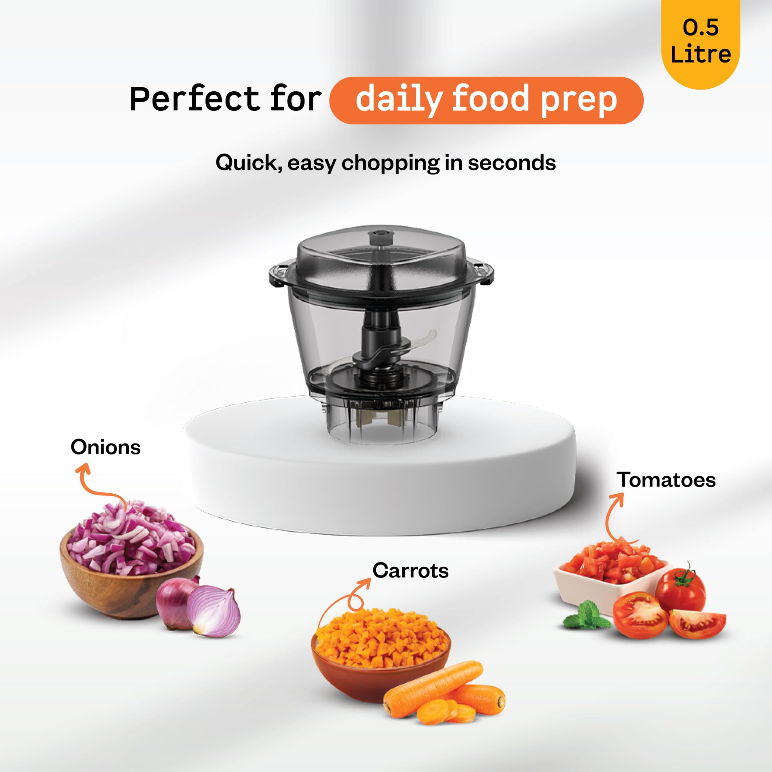 Atomberg 0.5L Chopper Jar | Compatible with Atomberg Zenova, Yulia & Tavi Mixer Grinders | Hands-Free Operation | Ideal for Chopping Vegetables, Fruits & Nuts — Amazon image 2