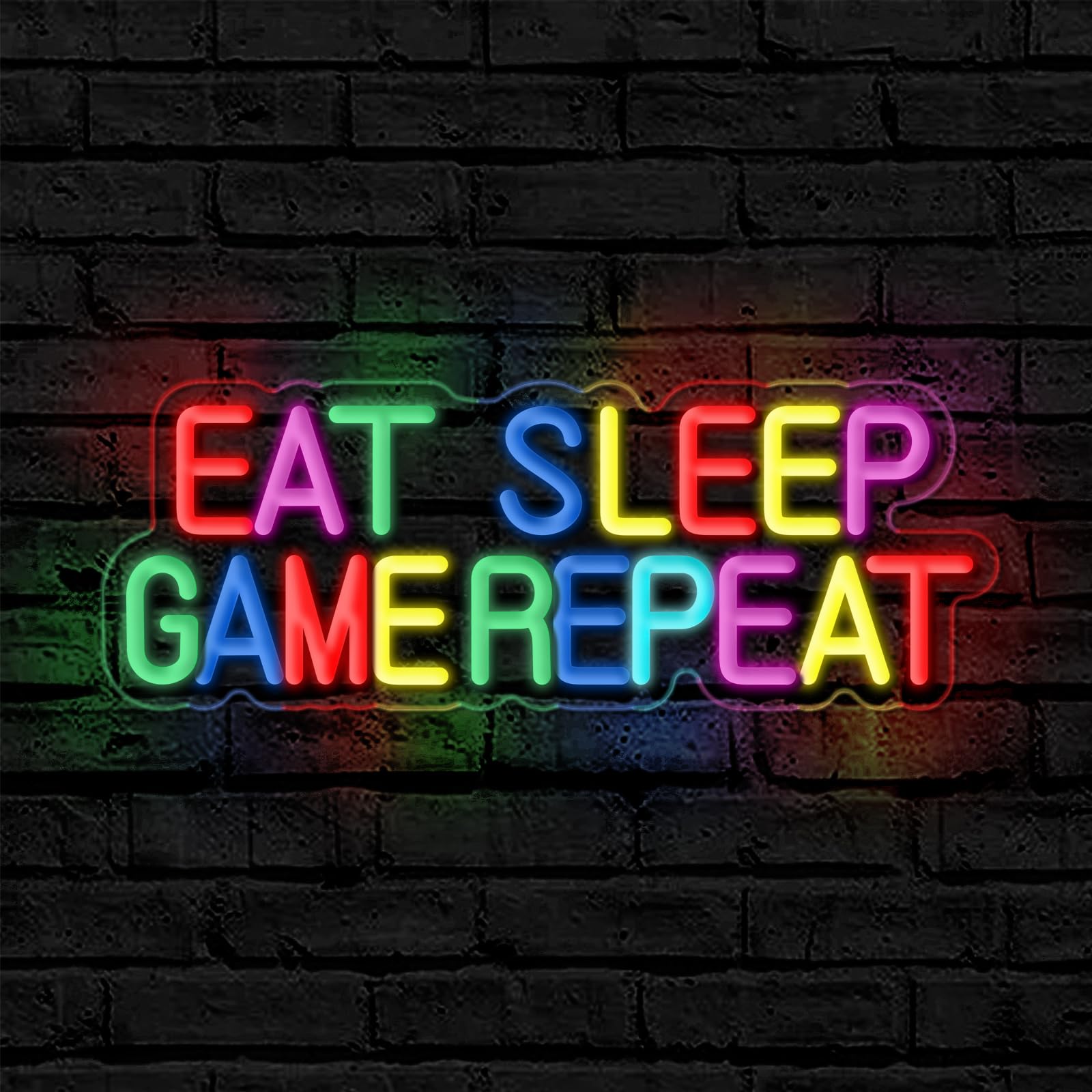 Luz de neón para jugadores, EAT SLEEP GAME REEAT, luz LED para decoración de sala de juegos, decoración de habitación de niños, luz de neón para jugadores, el mejor regalo para niños