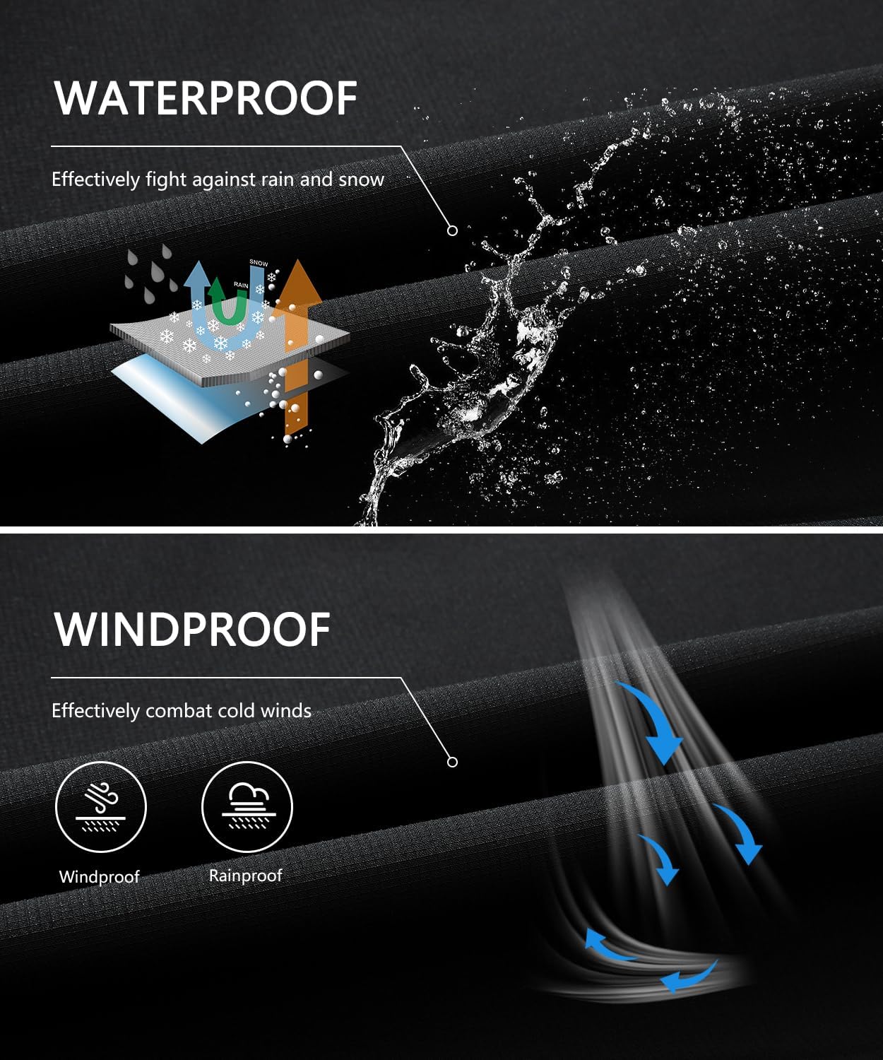 Men's Detachable Hooded Ski Jacket - Waterproof Padded Warm Lined Winter Jacket, Windproof Parka - Image 4