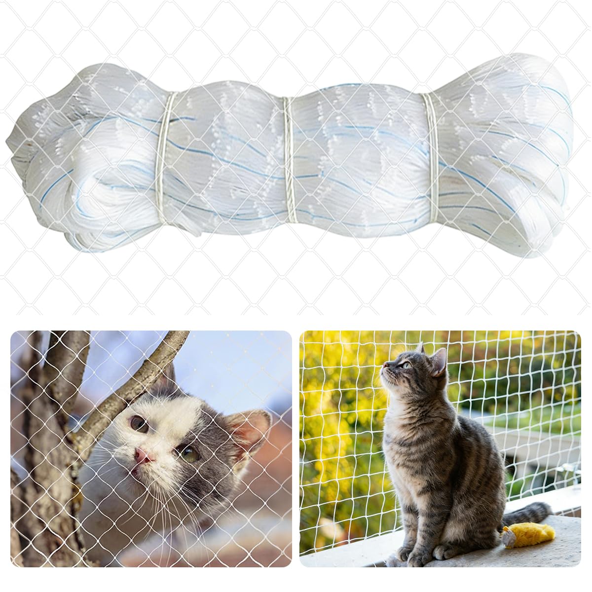 Red para Gatos Terraza, 5 x 5m Red Gatos Nylon, Red Gatos Ventanas Seguridad Transparente, Resistentes a La Rotura y Sin Taladros Red Gatos para Balcones, Puertas, Ventanas, Escaleras (5*5) - 2