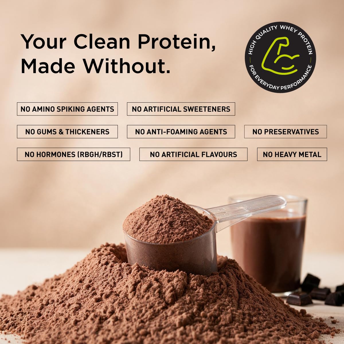 Bigmuscles Nutrition Whey Protein with Fibre [Rich Chocolate, 1kg] | 24g Protein & 10g EAA | Protein Powder Powered By Xymore Tech. | No Added Artificial Sweeteners, Flavours — Amazon image 4