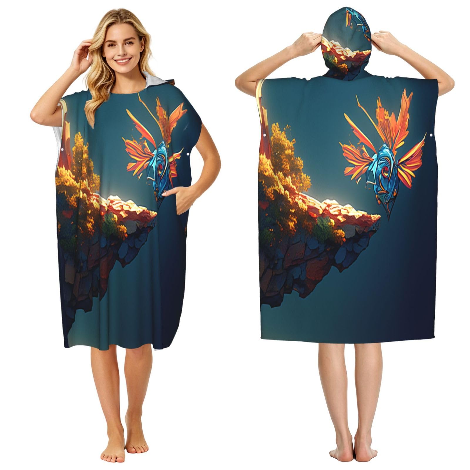 DTHKJNLSF Cliffs In The Sun Adult Hooded Beach Poncho Towel