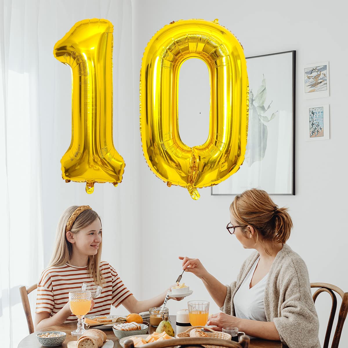 XXL Geburtstagsballon Zahl 10 – 100 Cm, Blau, Für Luft/Helium – Inkl. Bänder & Klebepunkte