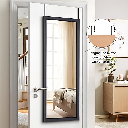 Miniatura 3 de PexFix espejo de cuerpo entero para puerta, 18 x 51 pulgadas, marco rectangular y elegante, ahorro de espacio, espejo de piso, de tocador, para