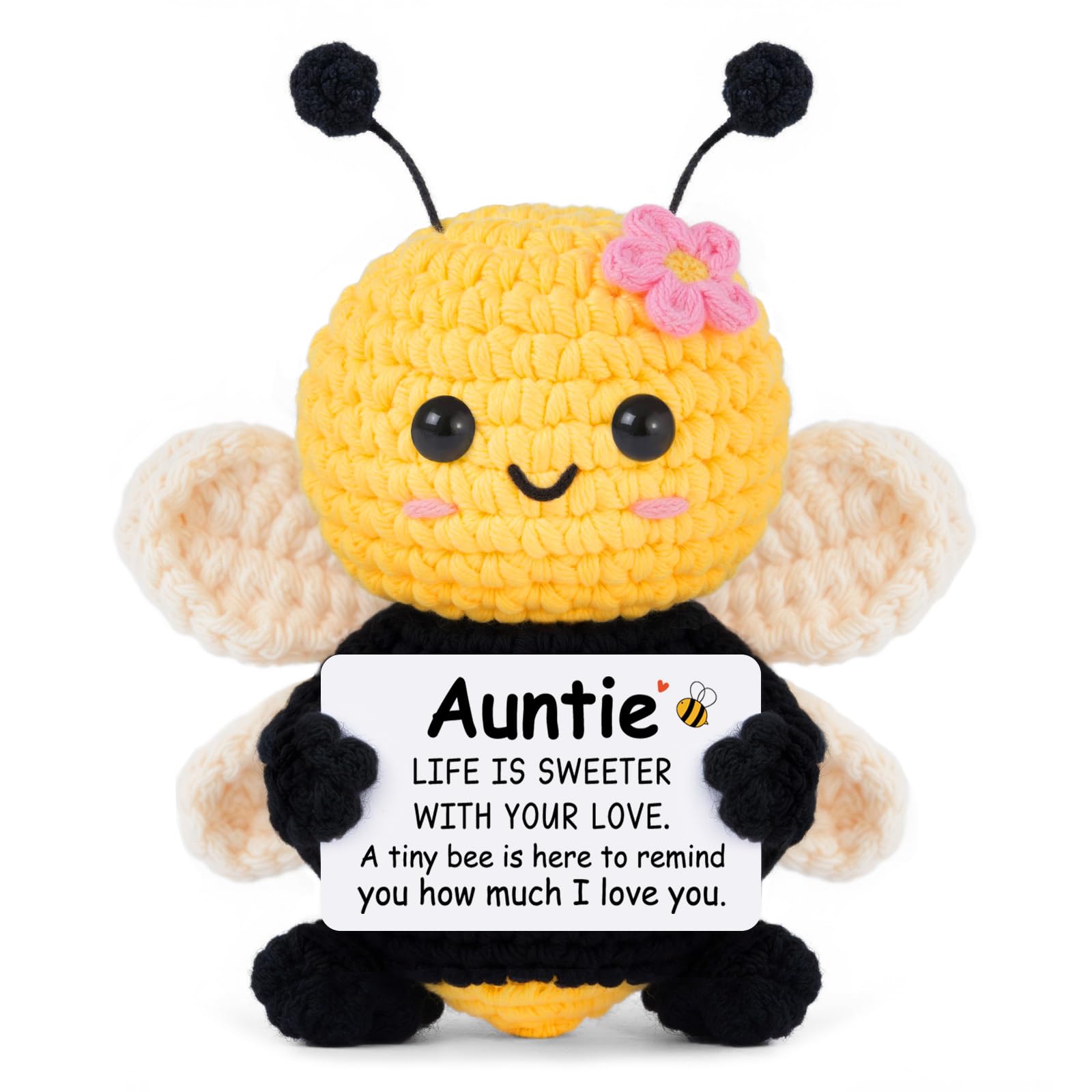 Gleevara Auntie Gifts, Auntie Birthday Gifts from Nieces Nephews - Handmade Crochet Cute Bee, Unique Emotional Support Crochet Auntie Gift Idea — image 1