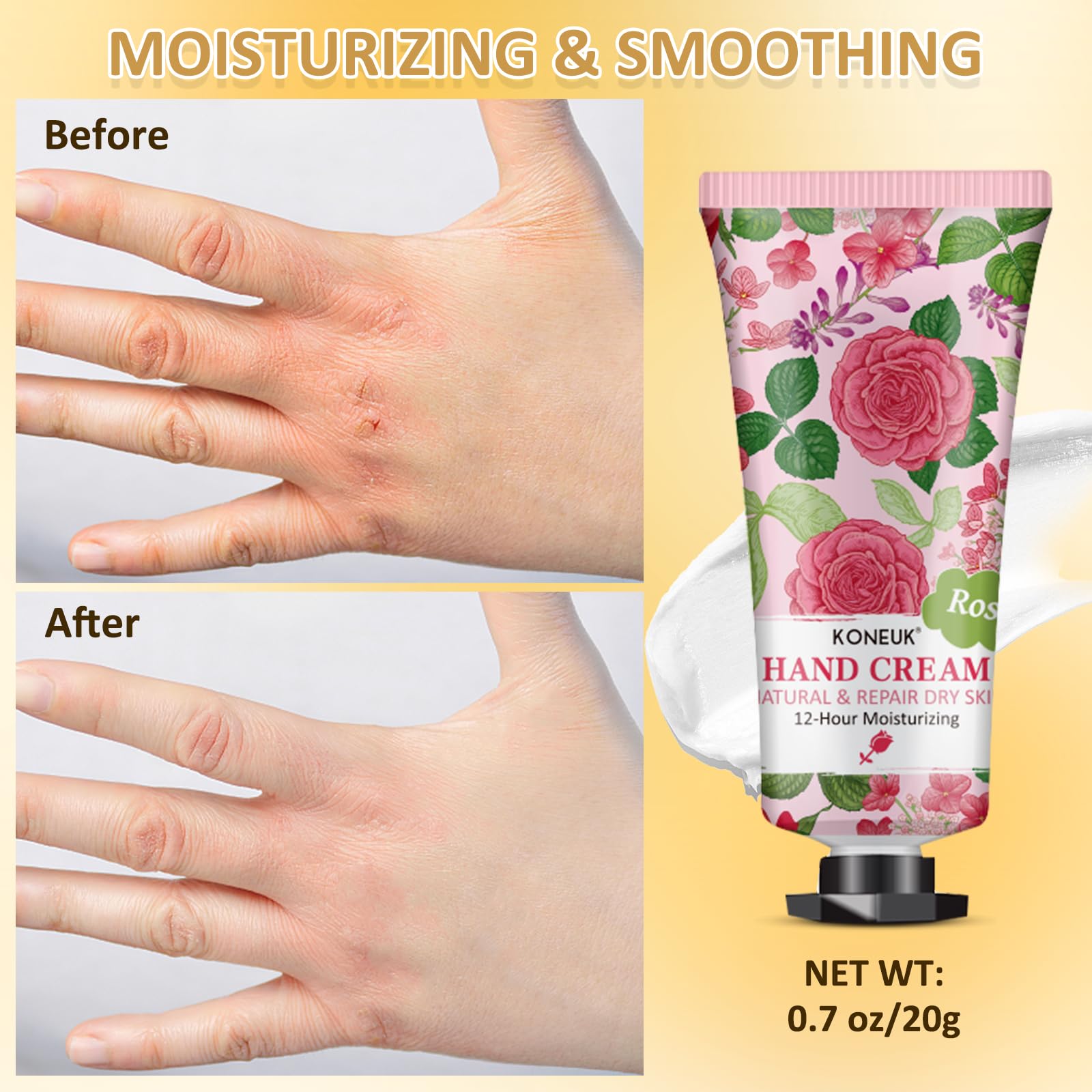 KONEUK 8 Pack Hand Cream Gifts Set for Women, Mini Hand Lotion Travel Size for Dry Cracked Hands, Bulk Hand Cream for Mothers Day Gifts, Bridal Shower Favors, Birthday Gifts, Teacher Gifts