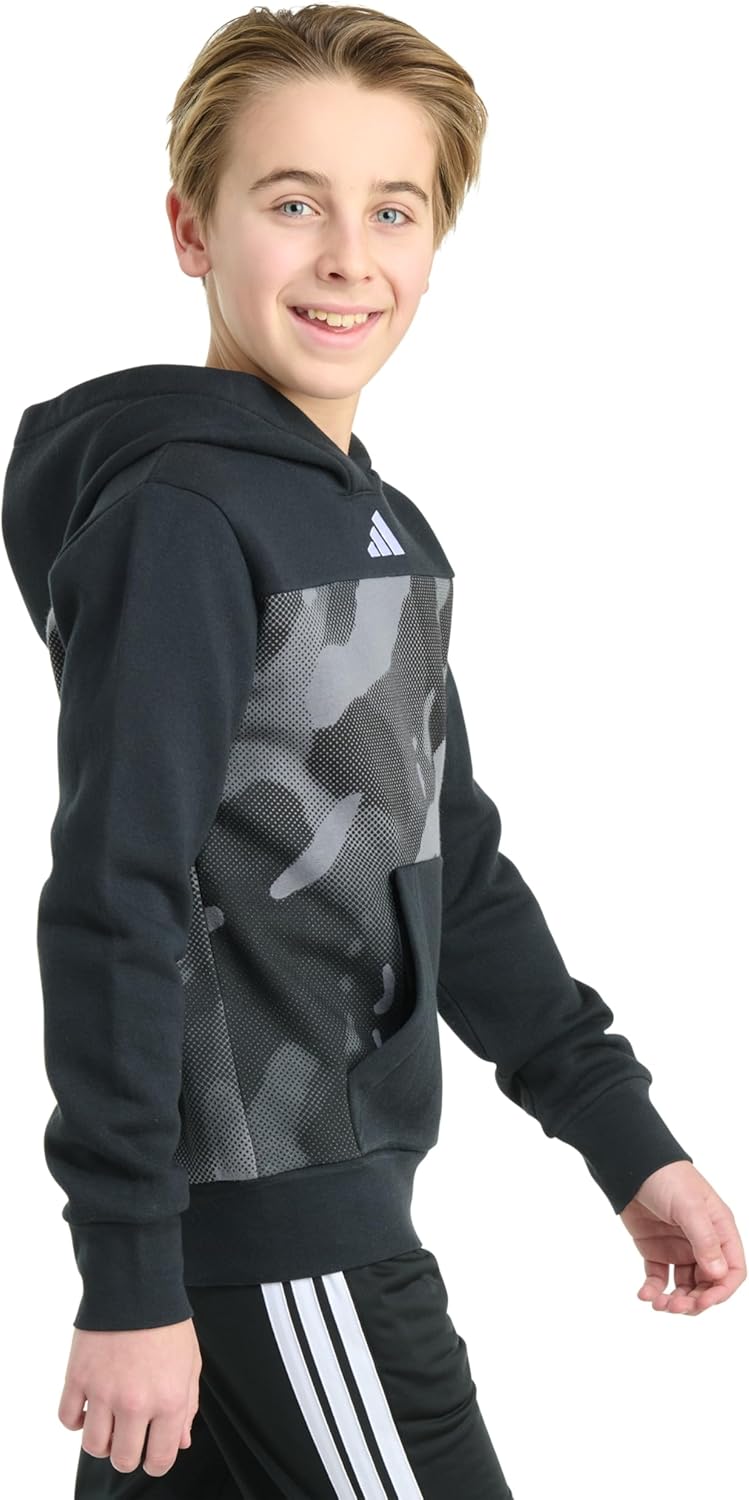 adidas boys All Over Printcolor Block Halftone Camo Hooded Pullover (Big Kid) - Image 2
