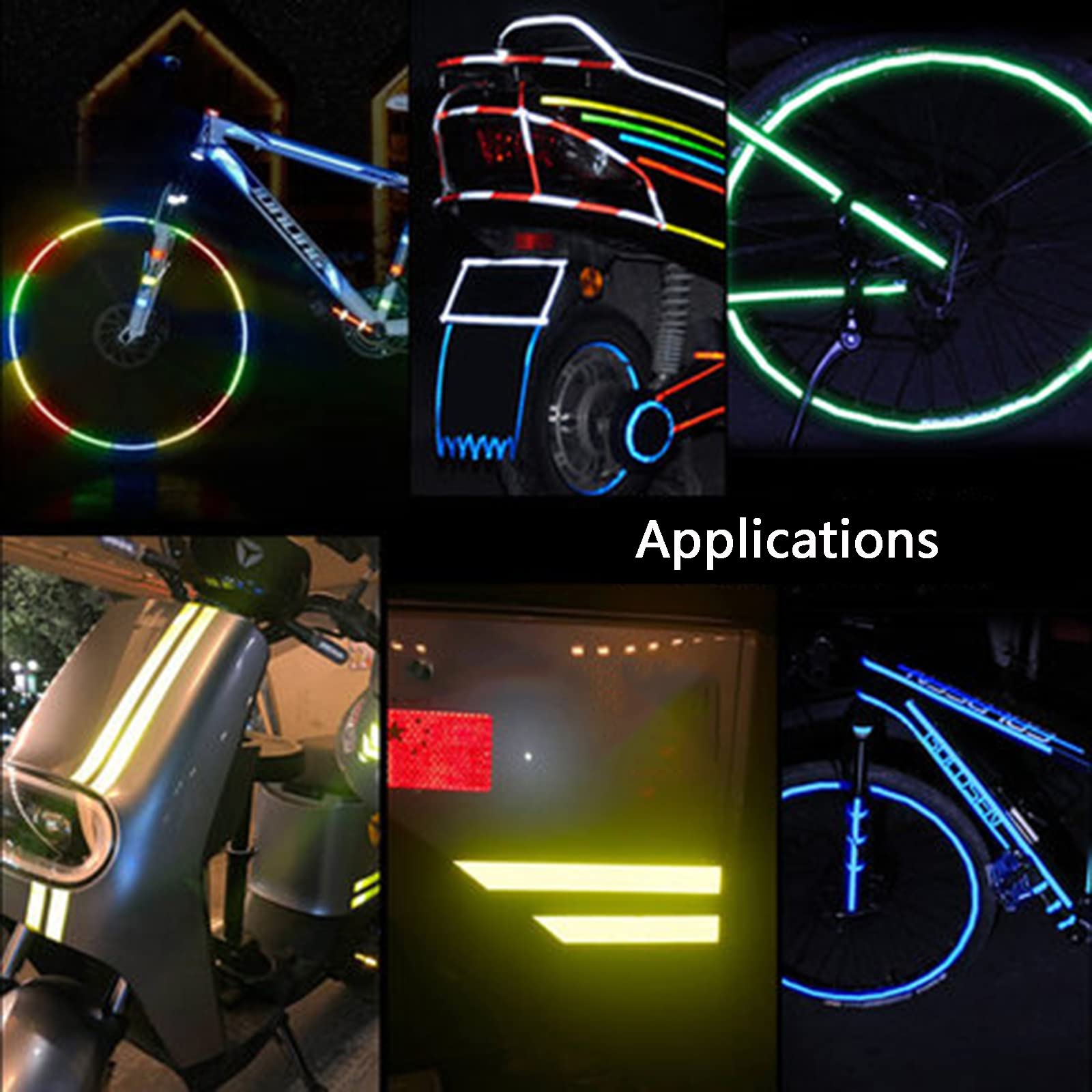 Adhesivos reflectantes, bandas de señal de segurid Cinta reflectante Cinta de marcado de seguridad Cinta de carretera, Cintas de seguridad Cinta de marcado de advertencia de 10 mm / 20 mm x 45 m Coche