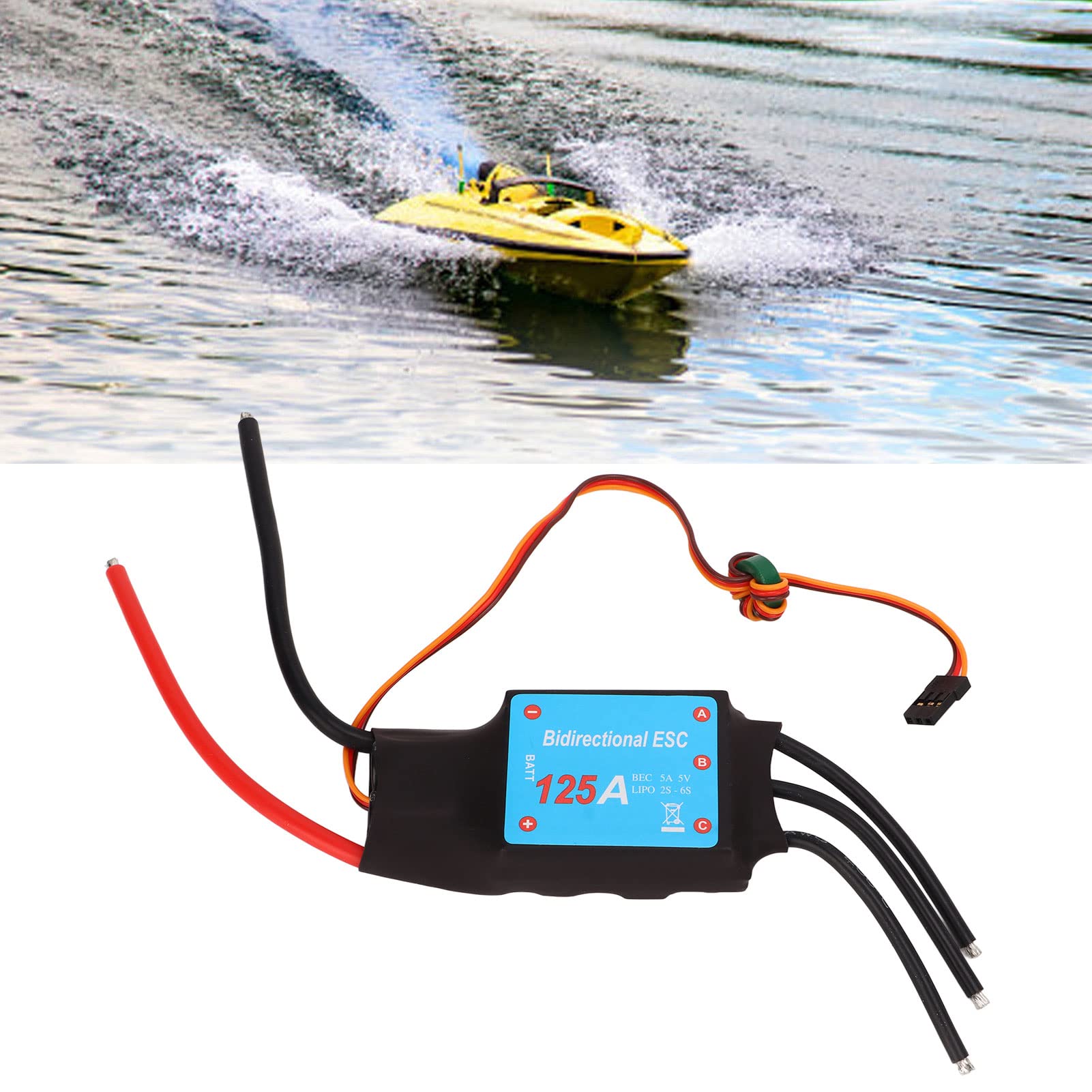 125A RC Bezszczotkowy ESC, Obsługuje funkcję Cofania, Ulepsza Komponenty Elektroniczne, do łodzi RC, Podwodny Ster Strumieniowy
