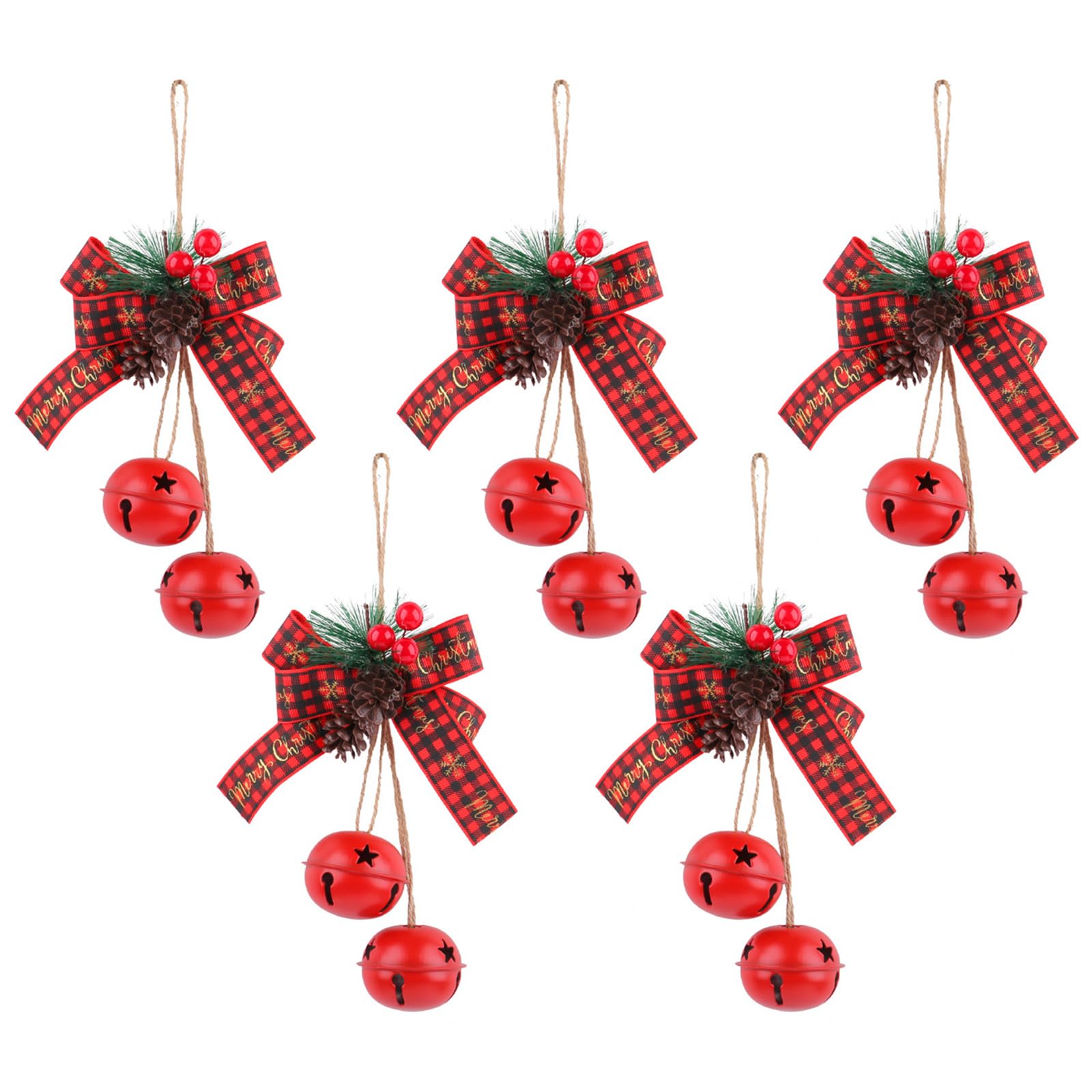 Elnwnnkc Home and Festival Embellishment Delicate Iron Christmas Hanging Bells with Bowknot for Unique Styles Decoration Festival Bowknot Ornament