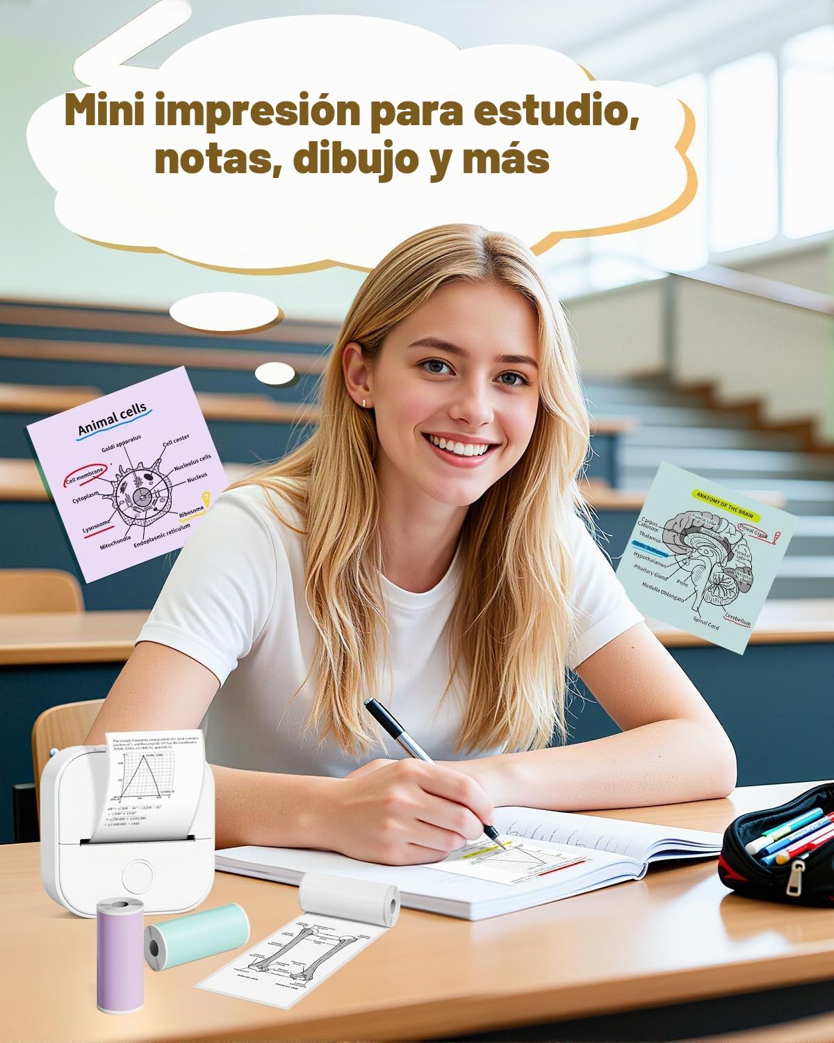 Phomemo Impresora Termica, T02 Impresora Fotos Movil, Impresora Portátil para iOS y Android, Mini Impresora para Movil sin Tinta,Mini Printer 203dpi Blanco y Negro,Impresora Bluetooth para niños