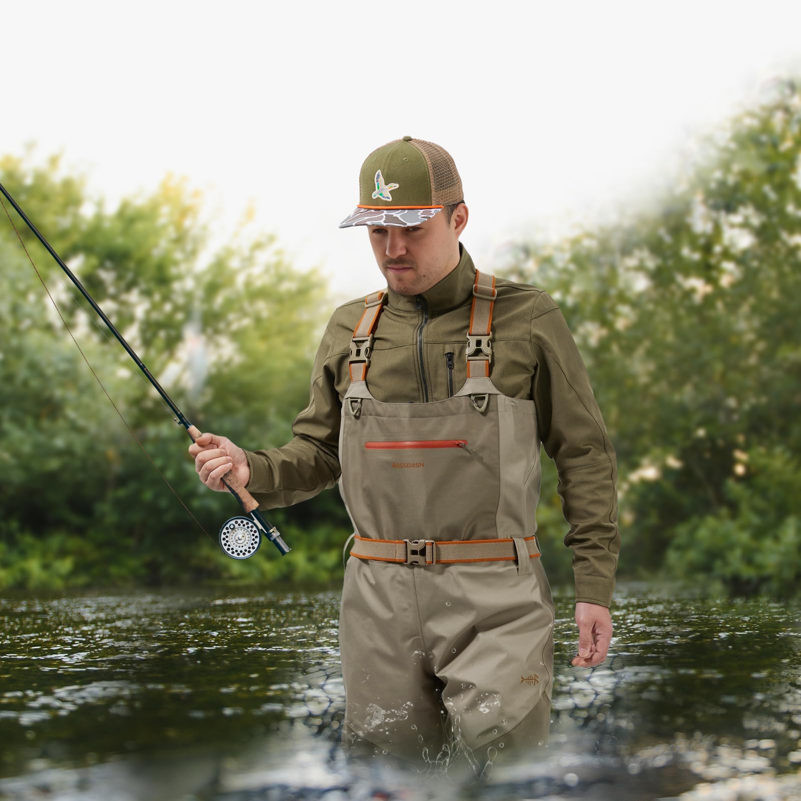 Bassdash Hommes IMMERSE Tan Waders Bottes de Pêche à la Mouche Imperméables et Respirantes Bottes de Pêche à la Mouche pour la Chasse Légères