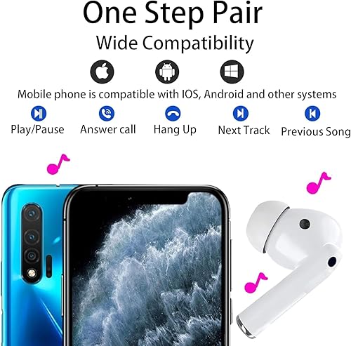 Miniatura 4 de Auriculares inalámbricos, auriculares Bluetooth IPX7, impermeables, inalámbricos, Bluetooth con estuche de carga de micrófono, tiempo de