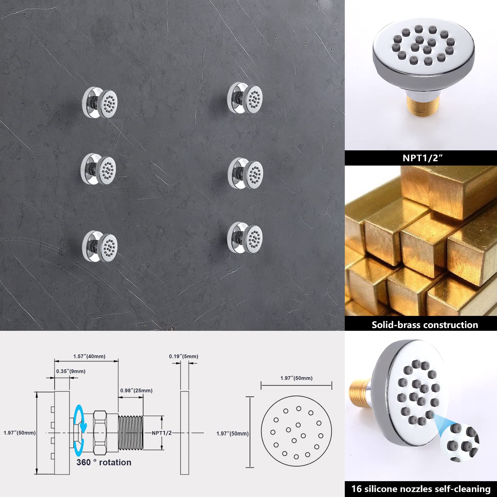 Duschsystem-Set Mit Regenduschkopf & Handbrause – 40,6 Cm Breite, Temperatur-LED – Belebender Hochdruck