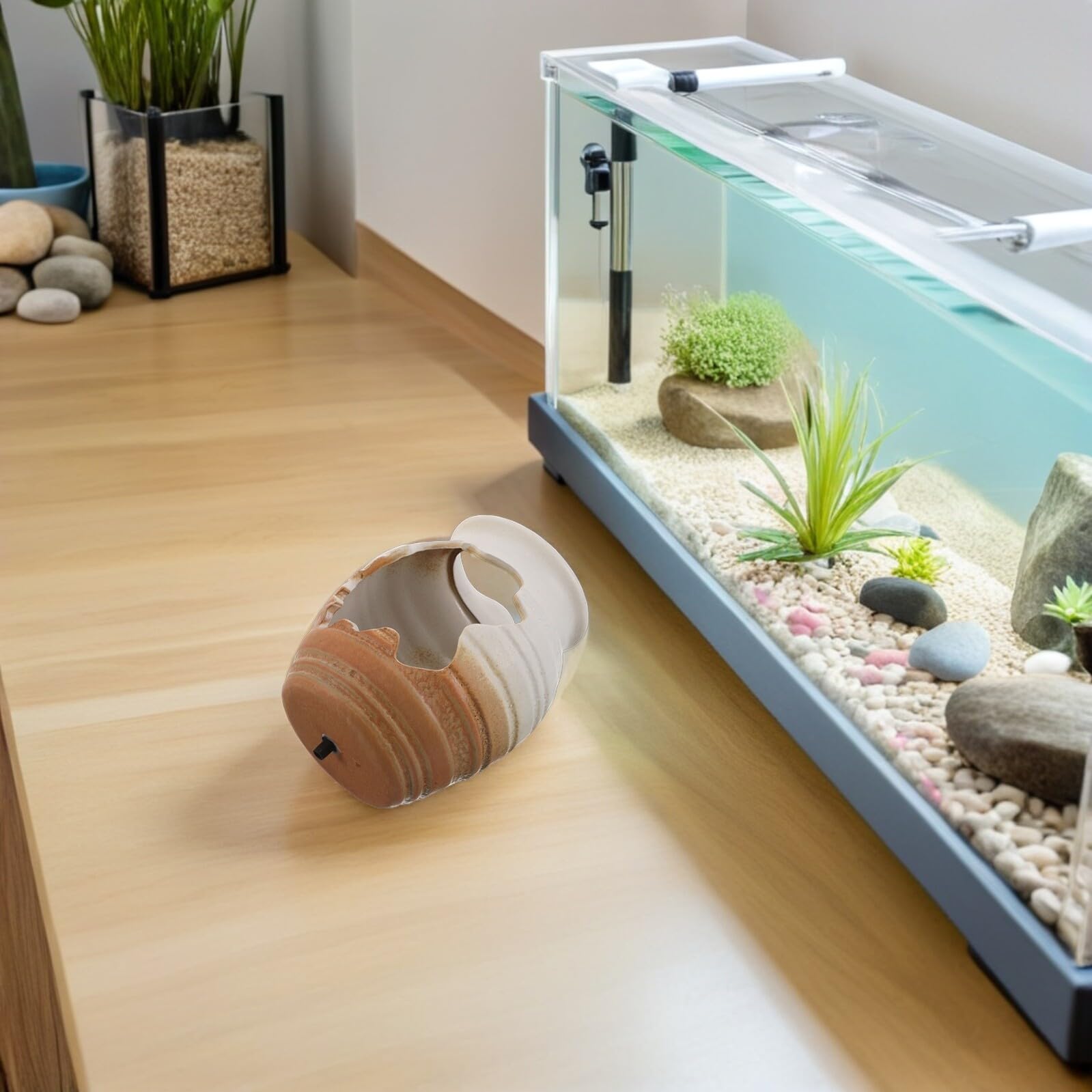 BESTonZON Fontaine Cascade Céramique pour Aquarium Décoration De Jardin Intérieur Élément Décoratif avec Filtre Média