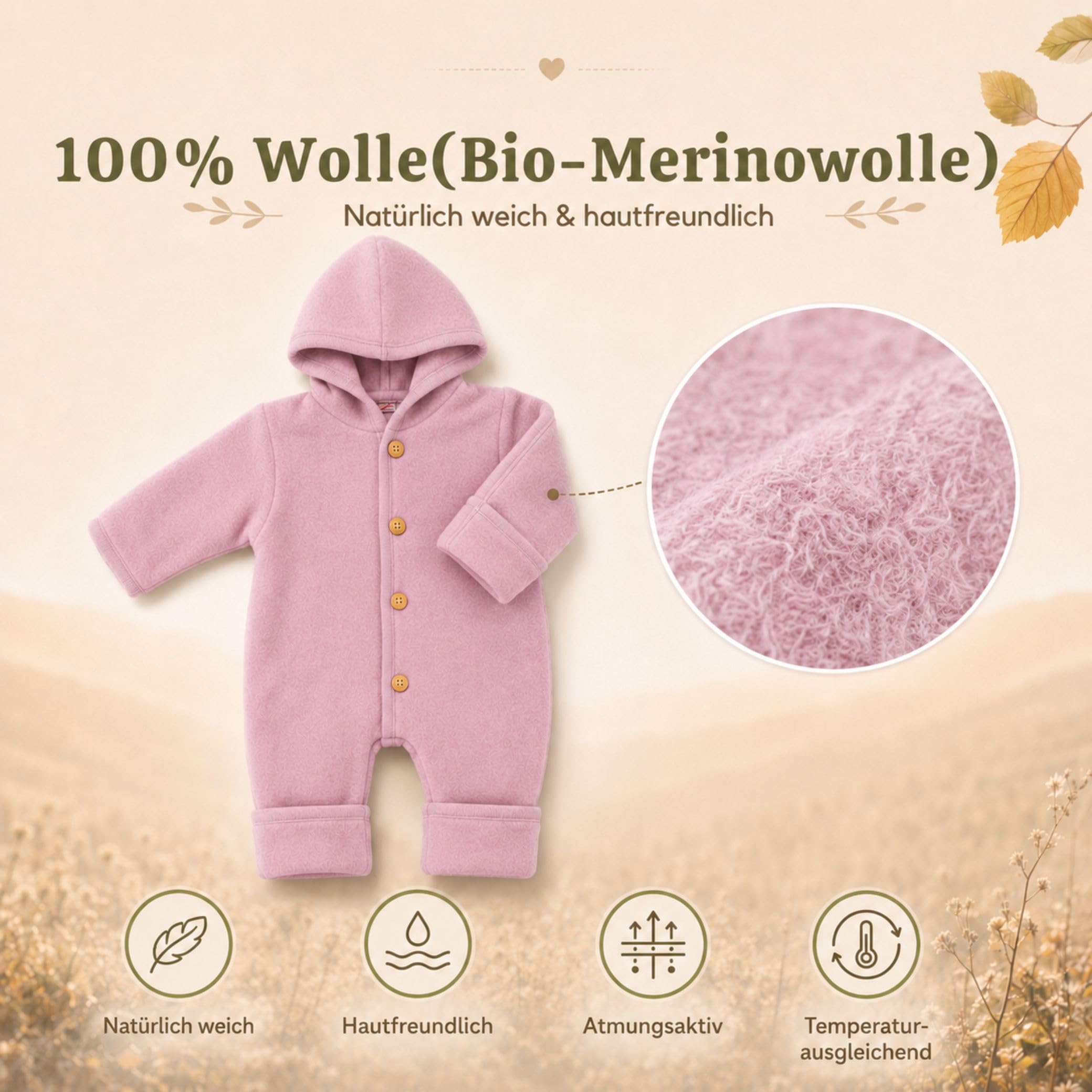 Engel Walk Overall & Windel Blaubaer – Wollfleece Baby Overall 100% Schurwolle (kbT) – Temperaturausgleichend, Atmungsaktiv, Kratzfrei – Wolloverall Baby Herbst & Winter – Babyanzug - Made in Germany