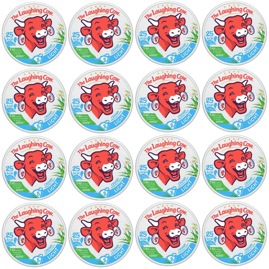 The Laughing Cow Light Cheese Spread Triangles Full Case 16 packs - Creamy & Spreadable, Calcium and Vitamin D Source (128 triangles)